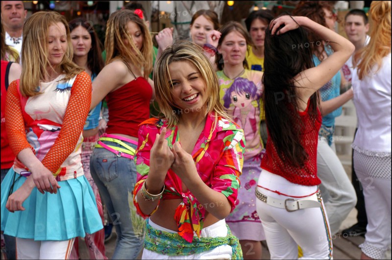04/09/2003. EXCLUSIVE: French teen Pop Star Priscilla on the shooting of her latest music video "Tchouk Tchouk" on La Pinede Beach, Antibes.