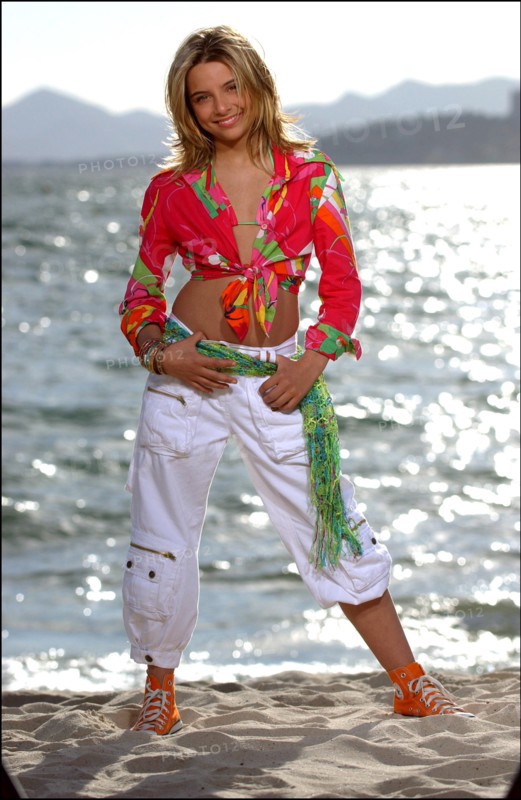 04/09/2003. EXCLUSIVE: French teen Pop Star Priscilla on the shooting of her latest music video "Tchouk Tchouk" on La Pinede Beach, Antibes.