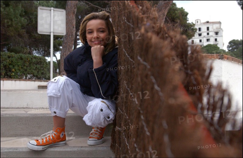 04/09/2003.  French teen Pop Star Priscilla on the shooting of her latest music video "Tchouk Tchouk" on La Pinede Beach, Antibes.