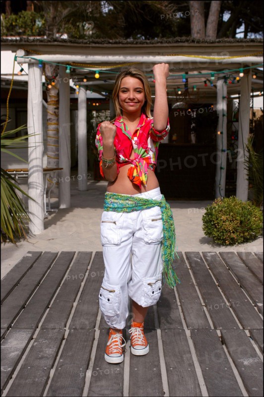 04/09/2003. EXCLUSIVE: French teen Pop Star Priscilla on the shooting of her latest music video "Tchouk Tchouk" on La Pinede Beach, Antibes.