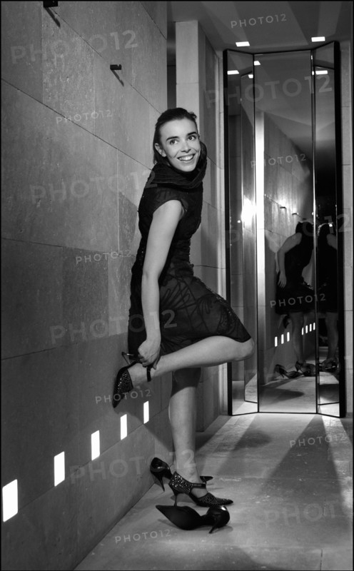 05/00/2003. EXCLUSIVE Elodie Bouchez tries gowns on at Armani's before the 56th Cannes Film