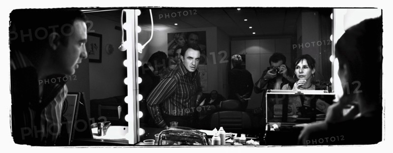 12/00/2003. Nikos Aliagas, host of the Star Academy shows backstage and on stage.