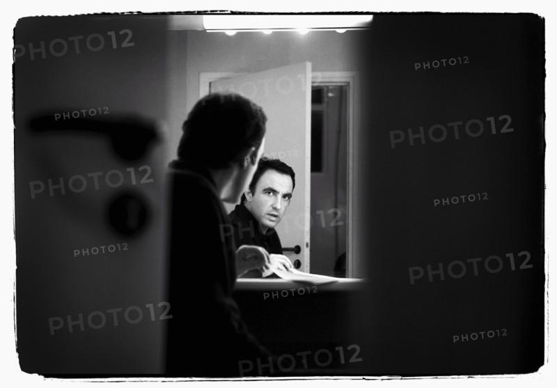 12/00/2003. Nikos Aliagas, host of the Star Academy shows backstage and on stage.