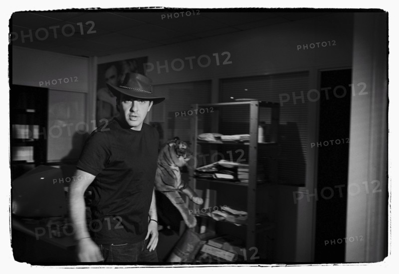 12/00/2003. Nikos Aliagas, host of the Star Academy shows backstage and on stage.