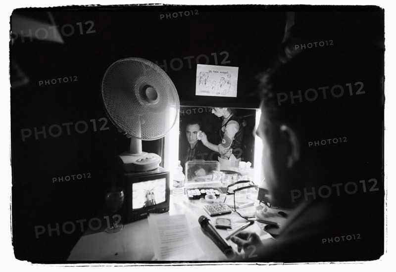 12/00/2003. Nikos Aliagas, host of the Star Academy shows backstage and on stage.