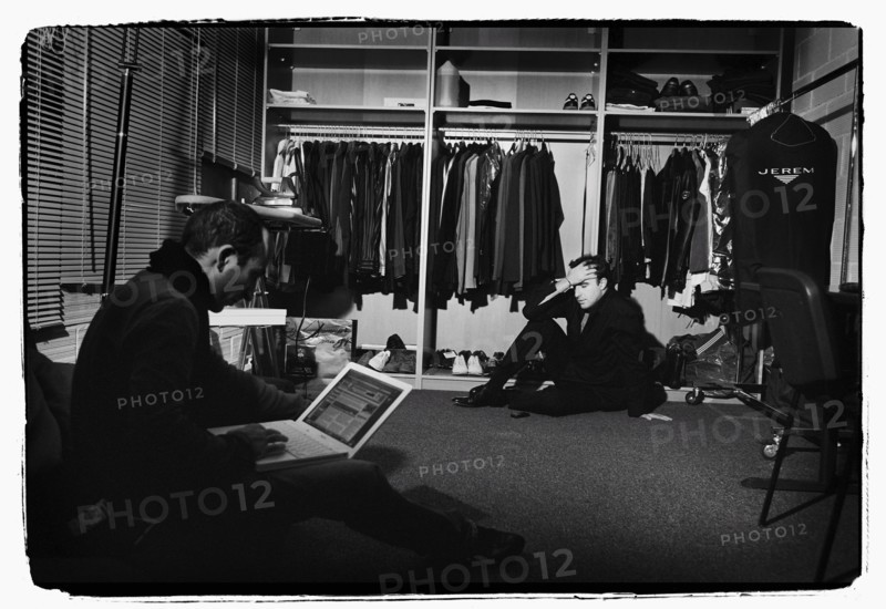 12/00/2003. Nikos Aliagas, host of the Star Academy shows backstage and on stage.