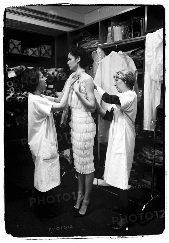 01/00/2004. EXCLUSIVE. Chanel Fashion Designer Karl Lagerfeld, backstage of the Haute Couture Spring-Summer 2004 fashion show.