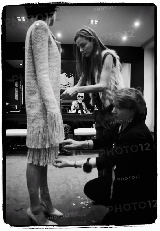 01/00/2004.  Chanel Fashion Designer Karl Lagerfeld, backstage of the Haute Couture Spring-Summer 2004 fashion show.