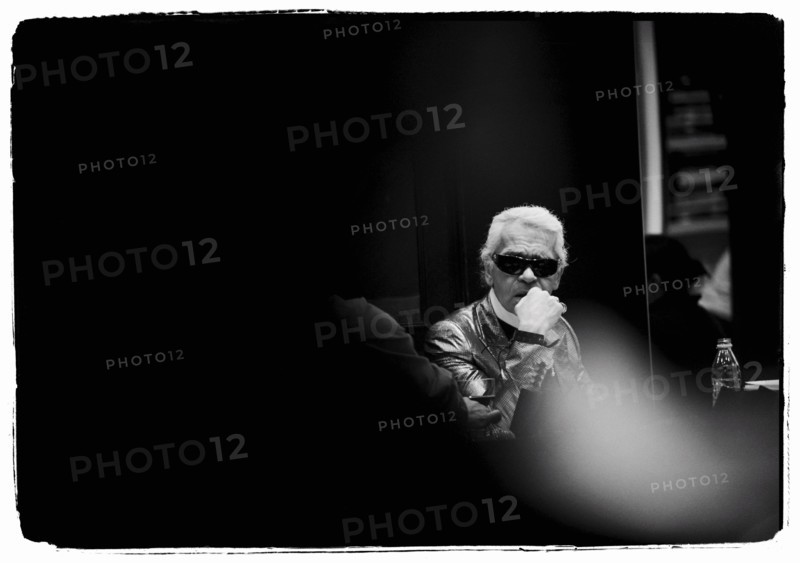 01/00/2004.  Chanel Fashion Designer Karl Lagerfeld, backstage of the Haute Couture Spring-Summer 2004 fashion show.