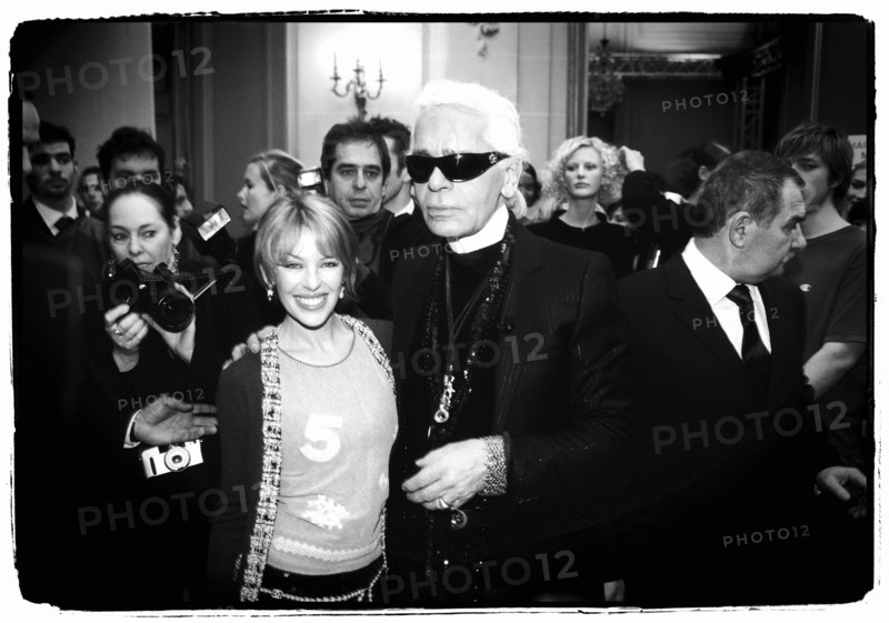 01/00/2004.  Chanel Fashion Designer Karl Lagerfeld, backstage of the Haute Couture Spring-Summer 2004 fashion show.