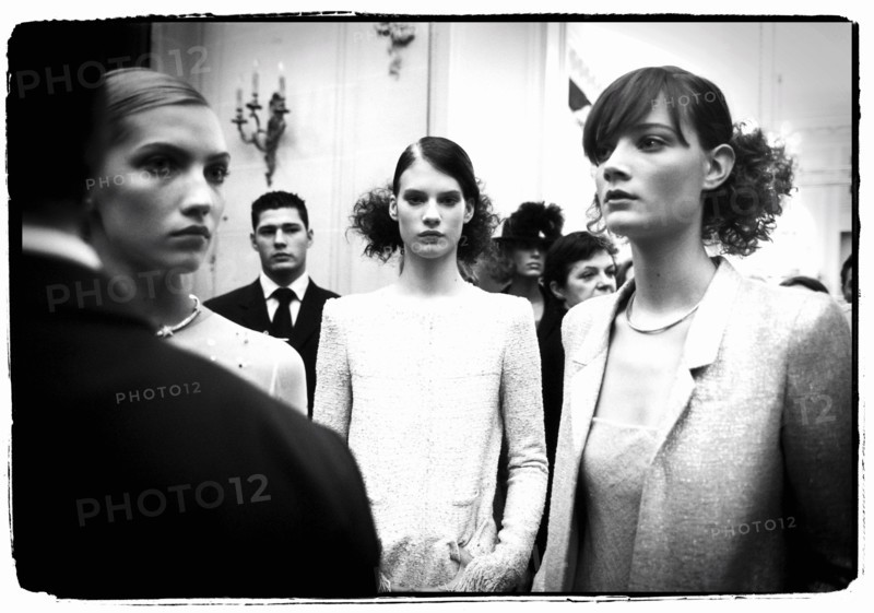 01/00/2004. EXCLUSIVE. Chanel Fashion Designer Karl Lagerfeld, backstage of the Haute Couture Spring-Summer 2004 fashion show.