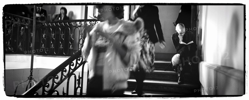 01/00/2004.  Chanel Fashion Designer Karl Lagerfeld, backstage of the Haute Couture Spring-Summer 2004 fashion show.