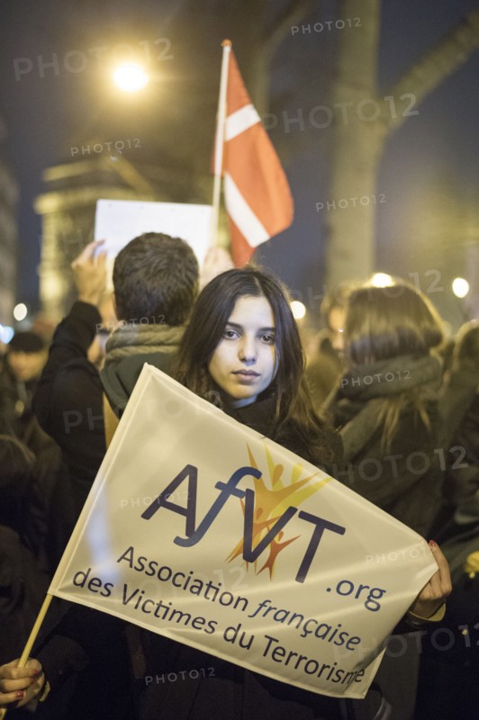 Solidarity march for the Danish people outside the Danish embassy in Paris
