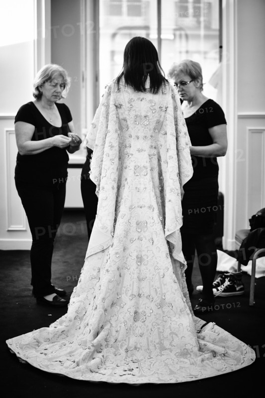 Fittings before Ralph & Russo Haute Couture show