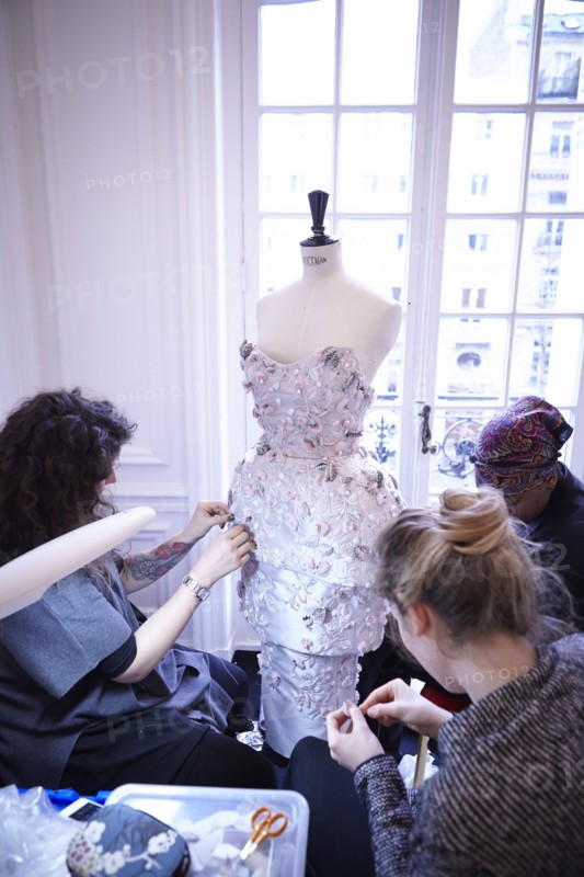 Fittings before Ralph & Russo Haute Couture show