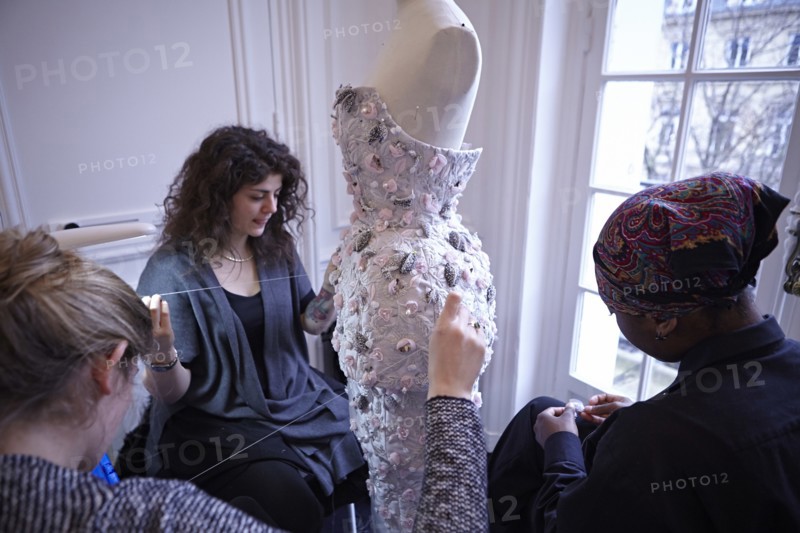 Fittings before Ralph & Russo Haute Couture show