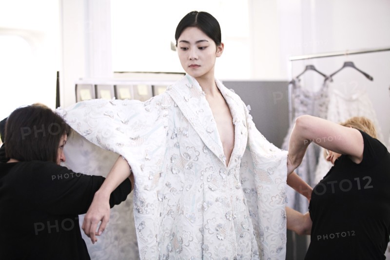 Fittings before Ralph & Russo Haute Couture show