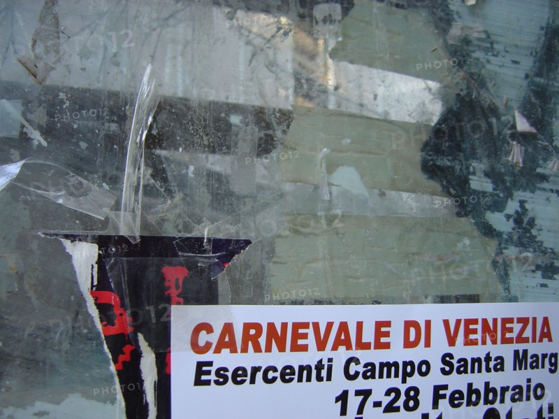 Close-up of a sign indicating the carnival of Venice