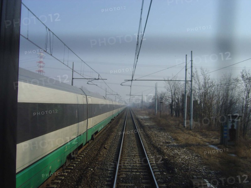 Venise, ligne de chemin de fer, voie ferrée entre Venise et Vicence, dans le train