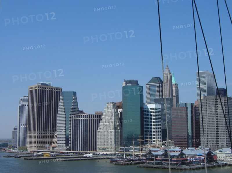New-York (USA), Manhattan, Financial District, vue du Brooklyn Bridge