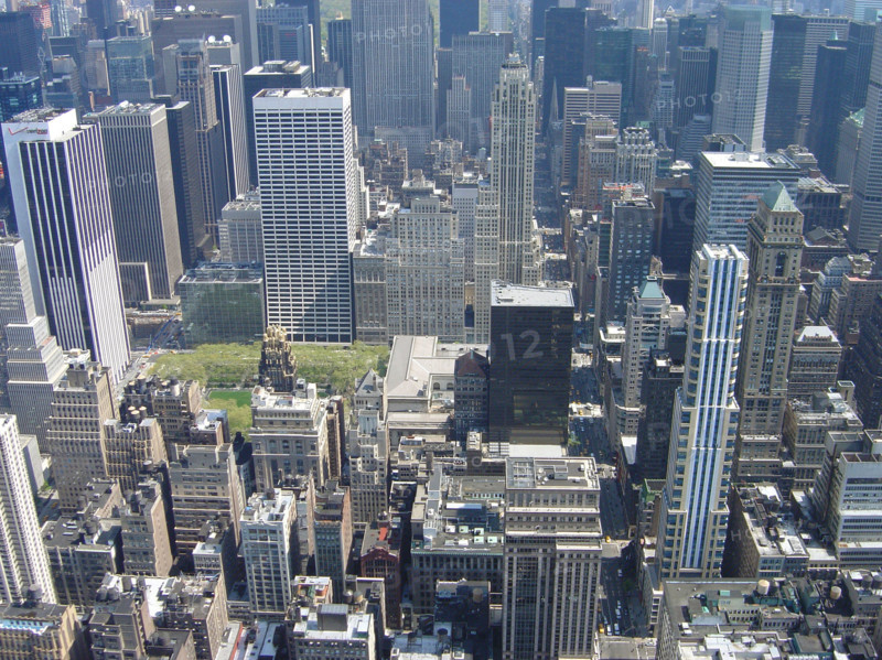 New-York (USA), Manhattan, Bryant Park, New York Public Library, 5th Avenue, vue depuis l'Empire State Building