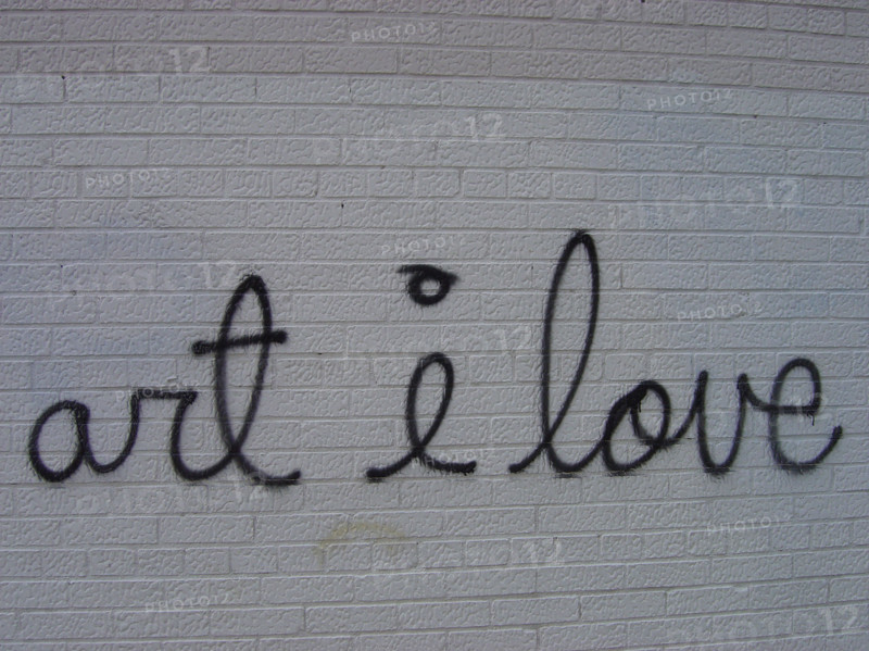 New-York (USA), Manhattan, graff "art I love" sur façade