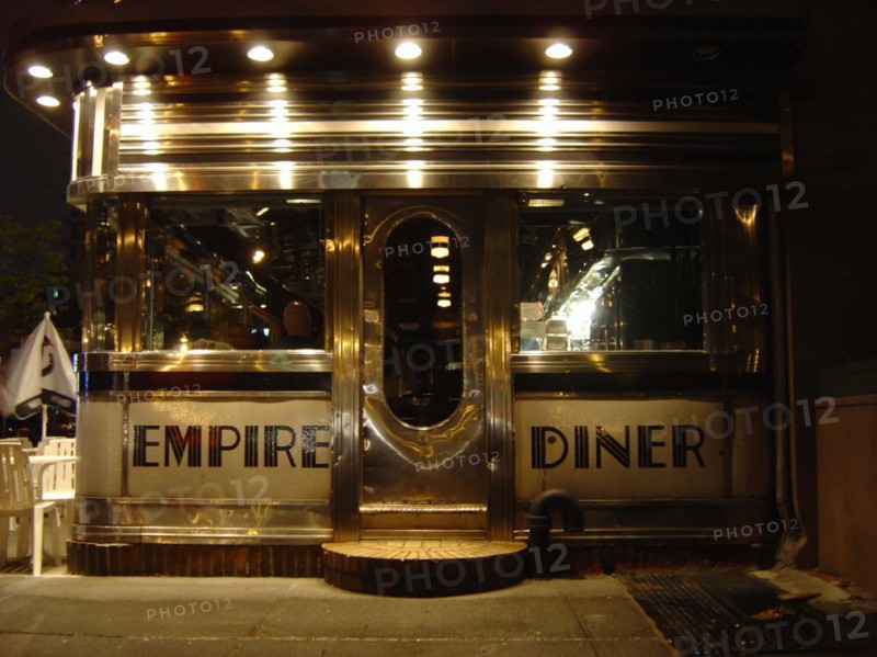 The Art Deco restaurant "Empire Diner" at night in New York