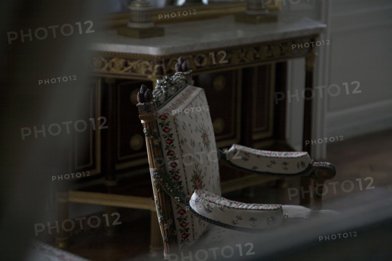 Versailles116  Château de Versailles, Petit Trianon, cabinet de toilette, fauteuil (détail)