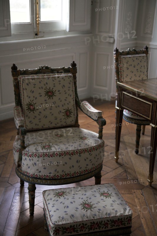 Versailles117 Château de Versailles, Petit Trianon, cabinet de toilette, fauteuil (détail)