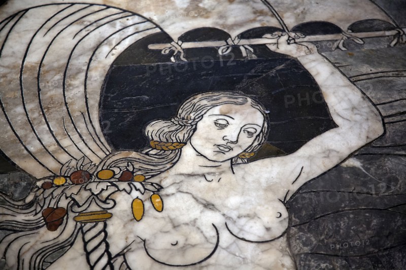 Allégorie de la Fortune, détail d'une mosaïque de la cathédrale de Sienne (Italie)