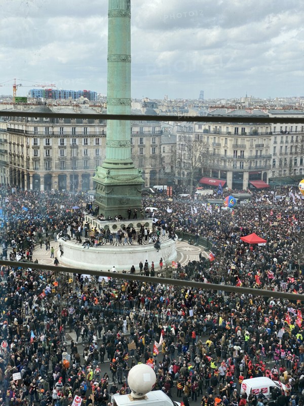 Place de la Bastille à Paris, Manifestation, 23 mars 2023