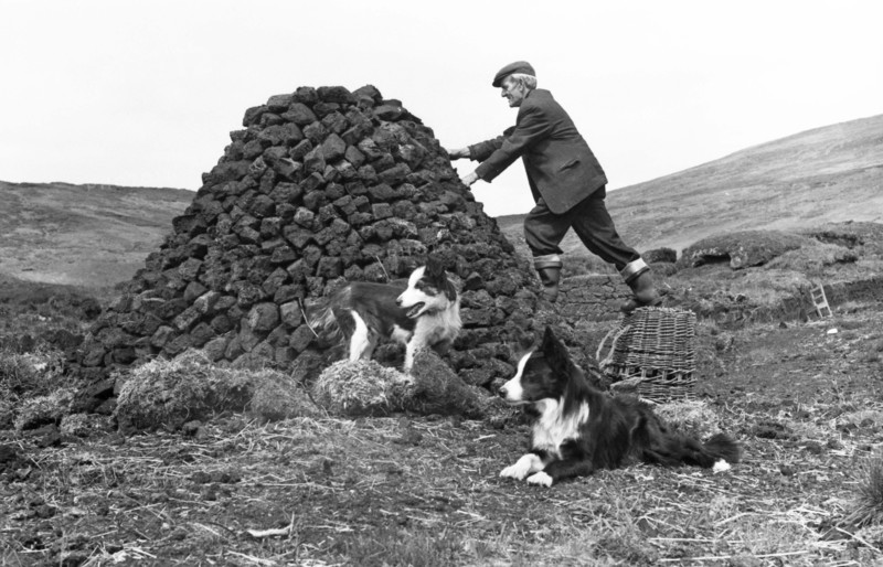 Stacking turf, Glencolumbcille, County Donegal