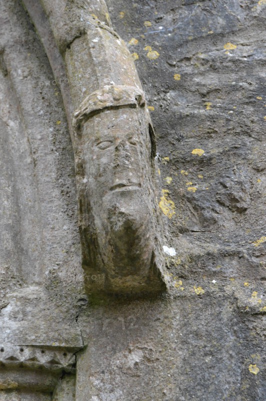Stone head, Burriscarra friary, County Mayo