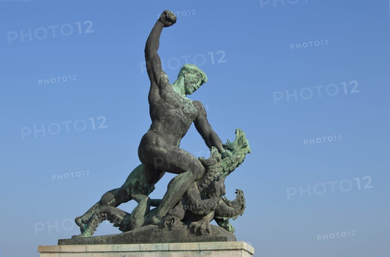 Statue of an athlete slaying a dragon, Budapest
