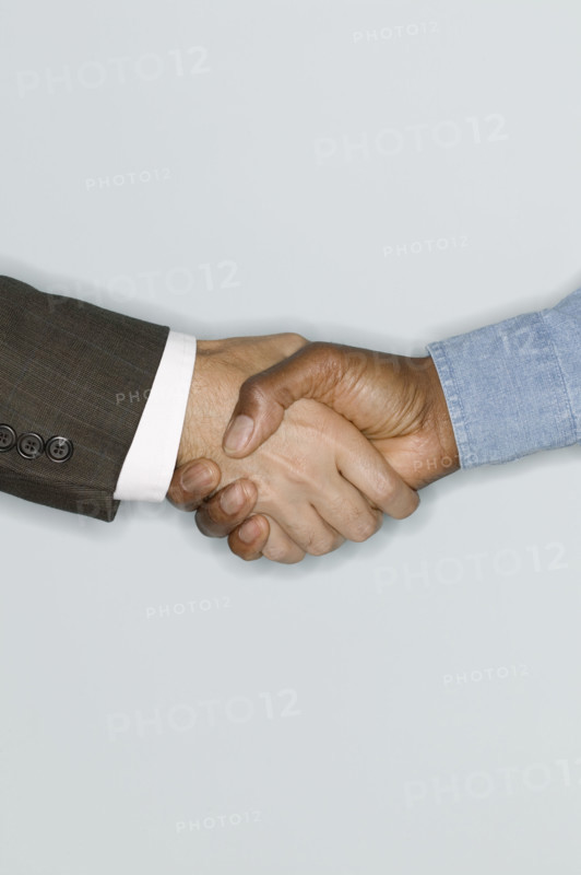 Two men shaking hands.