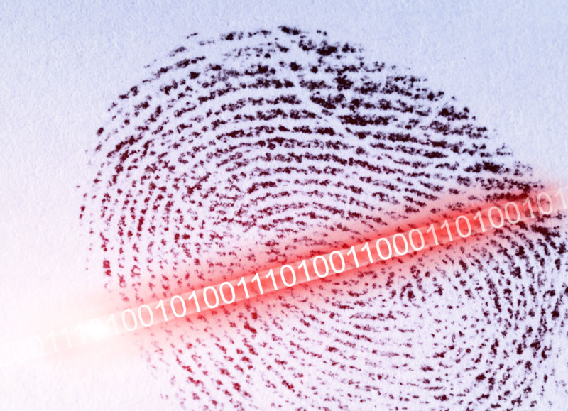 Thumb print with security code.