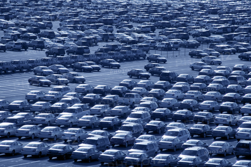 New cars awaiting delivery to customers.