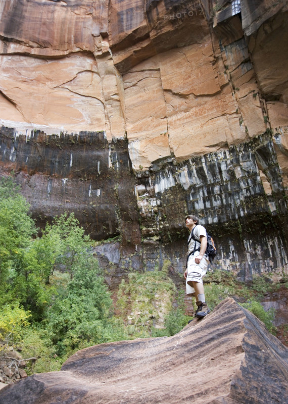 Male backpacker taking in the scenery.
