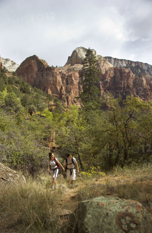 Couple backpacking.