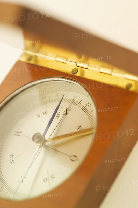 Closeup of a compass.