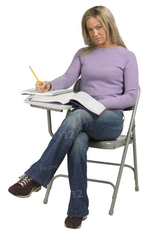 Female student at desk.