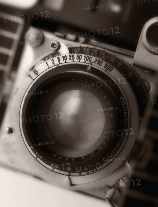 Closeup of old camera lens.