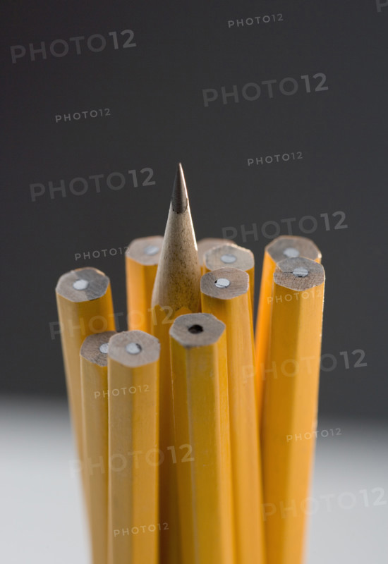 One sharpened pencil among unsharpened ones.