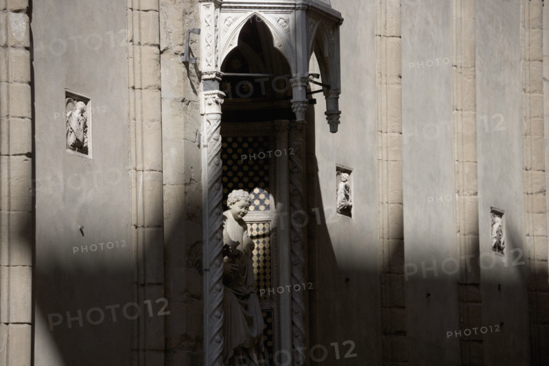 Church wall sculptural detail Florence Italy.