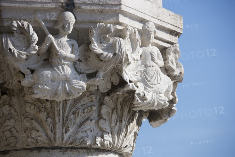 Column detail on the Doges' Palace Venice Italy.