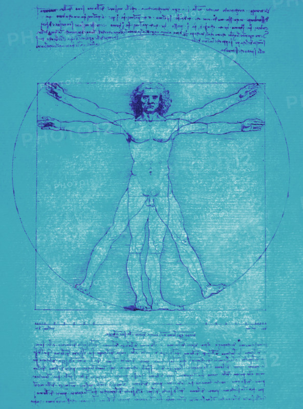 DaVinci drawing of body of man.