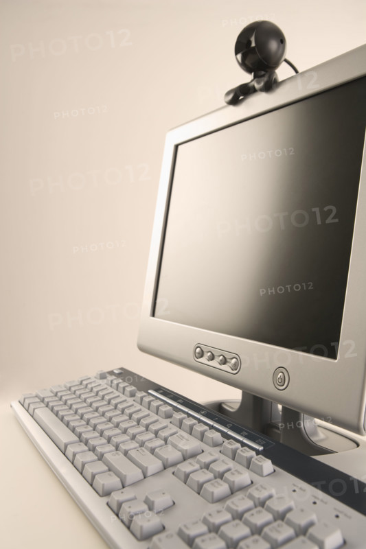 Computer with webcam attachment.