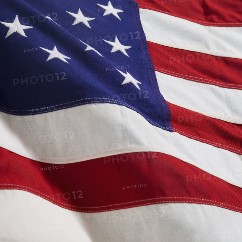 Closeup of American flag.