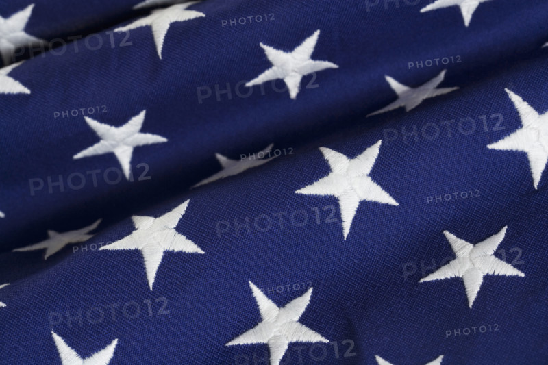 Closeup of stars on American flag.