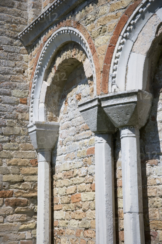 Byzantine arches Church of Santa Fosca Torcello Italy.